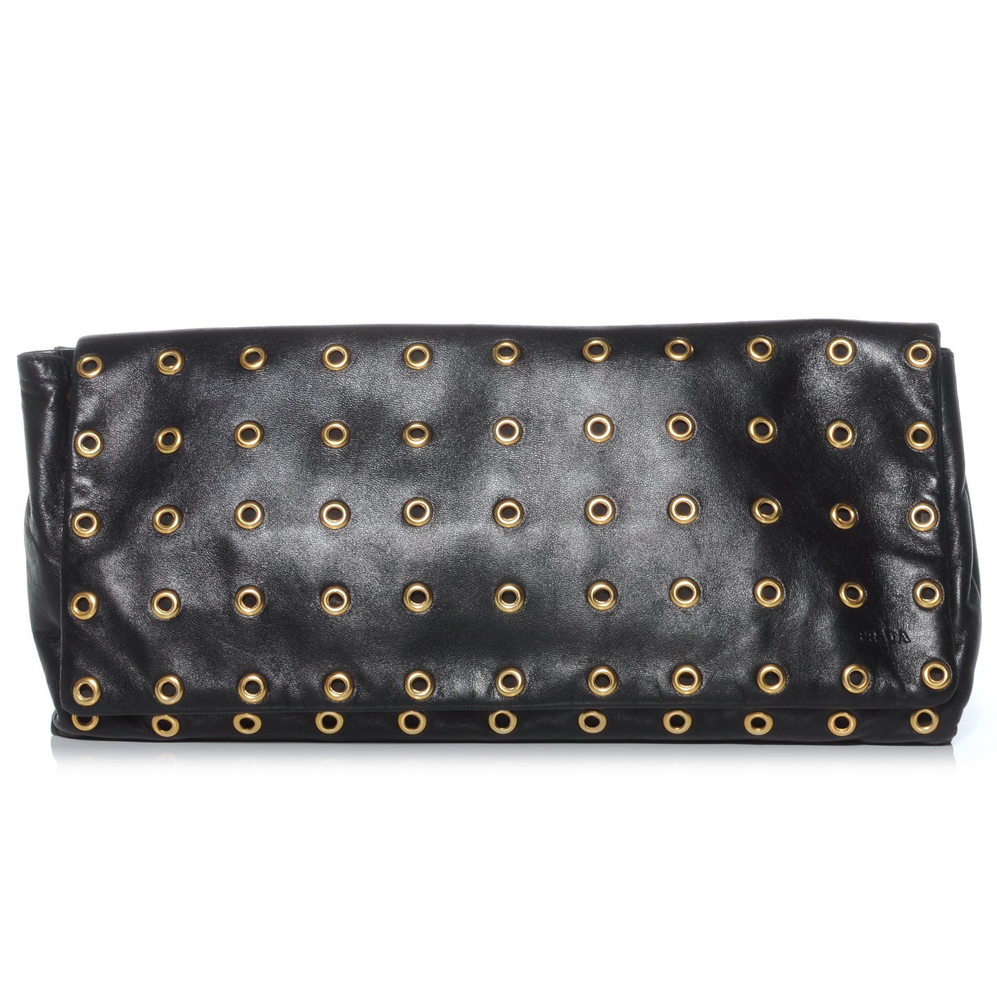 Nappa Grommet Borchie Clutch Black