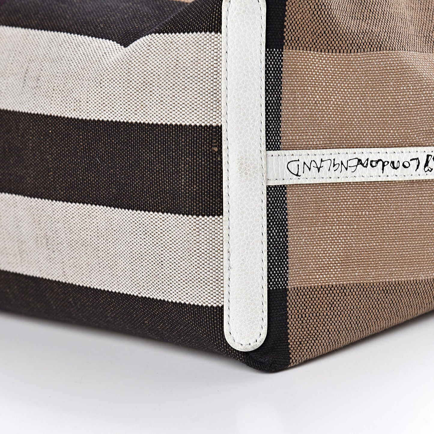 Coated Canvas Mega Check Sketchbook Large Reversible Doodle Tote White