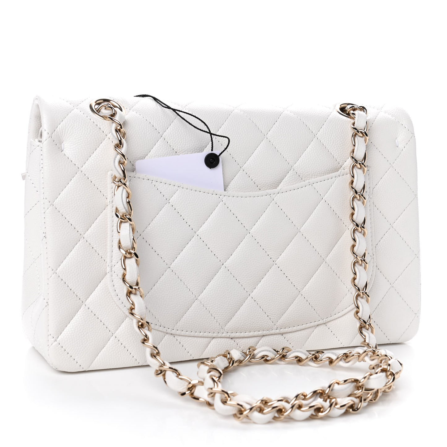 Caviar Quilted Small Double Flap White