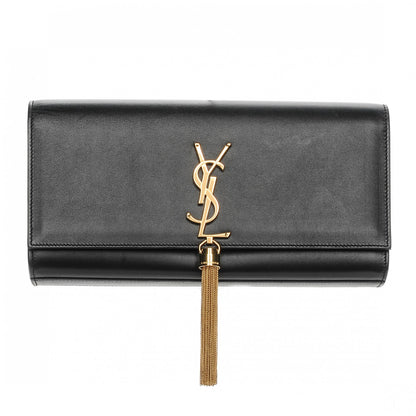Saint Laurent Calfskin Cassandre Tassel Clutch Black 1 of 7