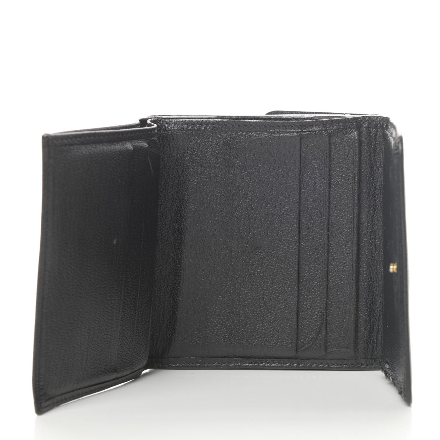 Goatskin Compact CC Flap Wallet Black