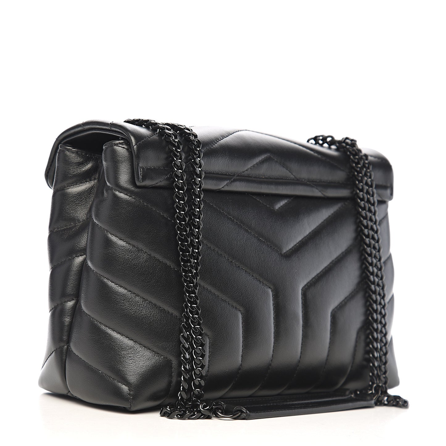 Calfskin Y Quilted Monogram Small Loulou Chain Satchel Black
