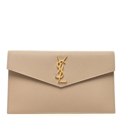 Saint Laurent Grain De Poudre Uptown Pouch Dark Beige 1 of 7