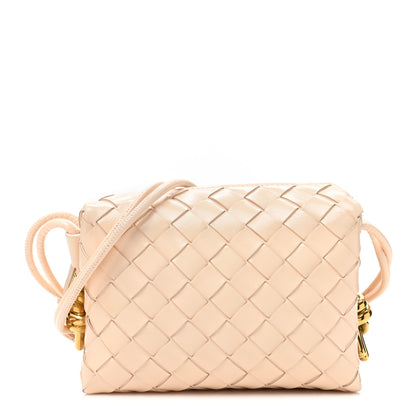 Bottega Veneta Patent Nappa Intrecciato Metallic Knot Mini Loop Camera Bag Macaroon 1 of 9