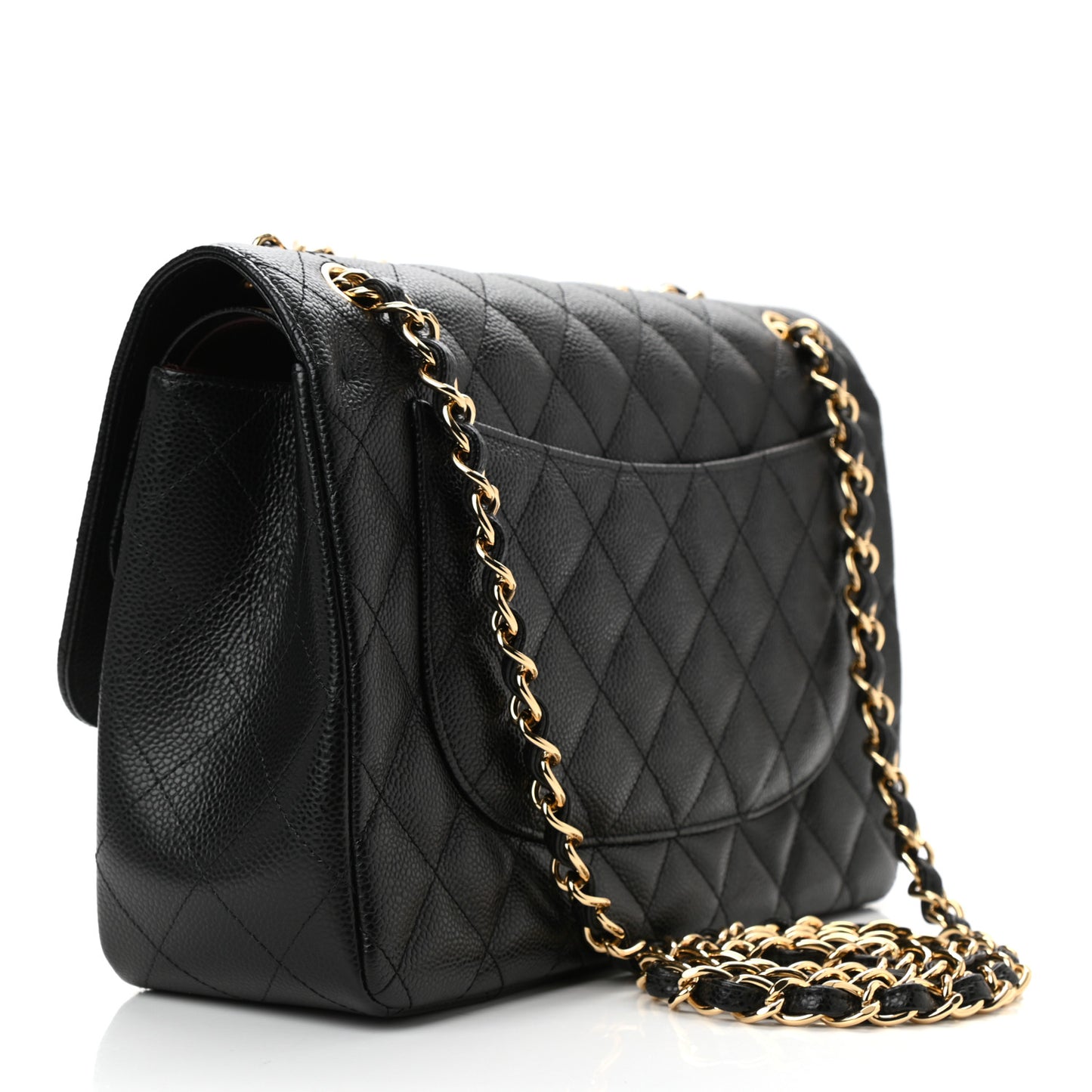 Caviar Quilted Jumbo Double Flap Black