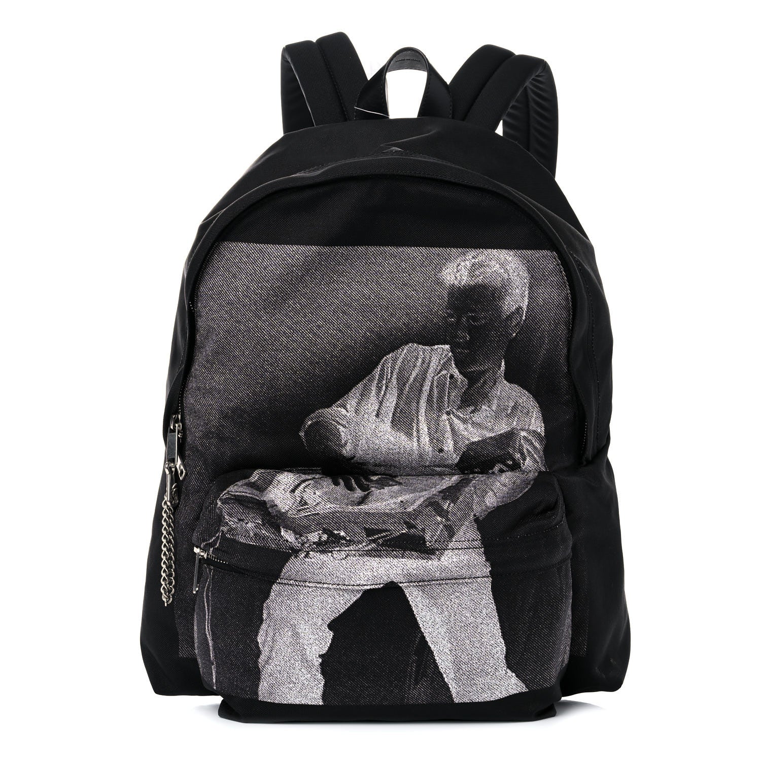 Celine x Christian Marclay Nylon Phonoguitar Print Medium Backpack White Black 2 of 8