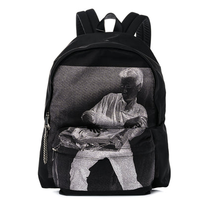 Celine x Christian Marclay Nylon Phonoguitar Print Medium Backpack White Black 2 of 8