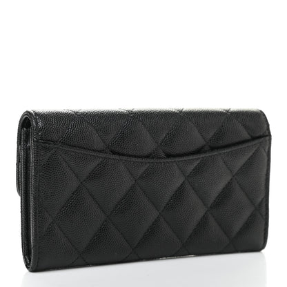 Chanel Caviar Quilted Medium Gusset Flap Wallet Black 3 of 8