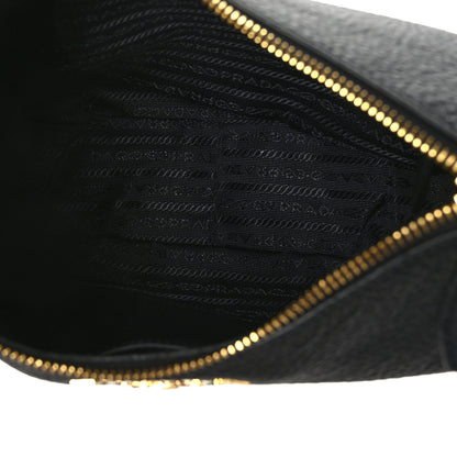 Prada Vitello Phenix Zippered Messenger Hobo Black 5 of 8