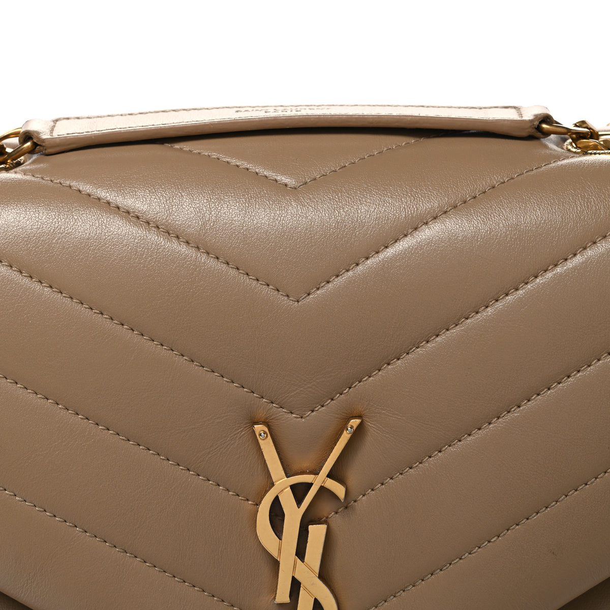 Calfskin Y Quilted Monogram Medium Loulou Chain Satchel Dark Beige
