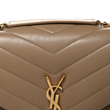 Saint Laurent Calfskin Y Quilted Monogram Medium Loulou Chain Satchel Dark Beige 7 of 9