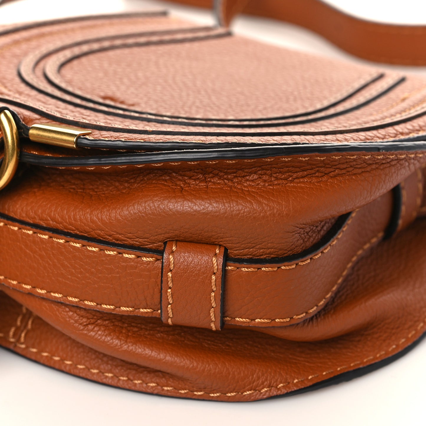 Calfskin Mini Marcie Round Crossbody Bag Tan