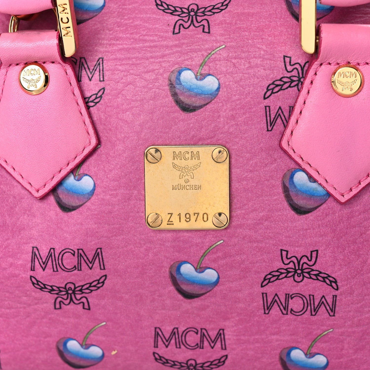 MCM Sweet Visetos Mini Boston Bag Pink 14 of 16