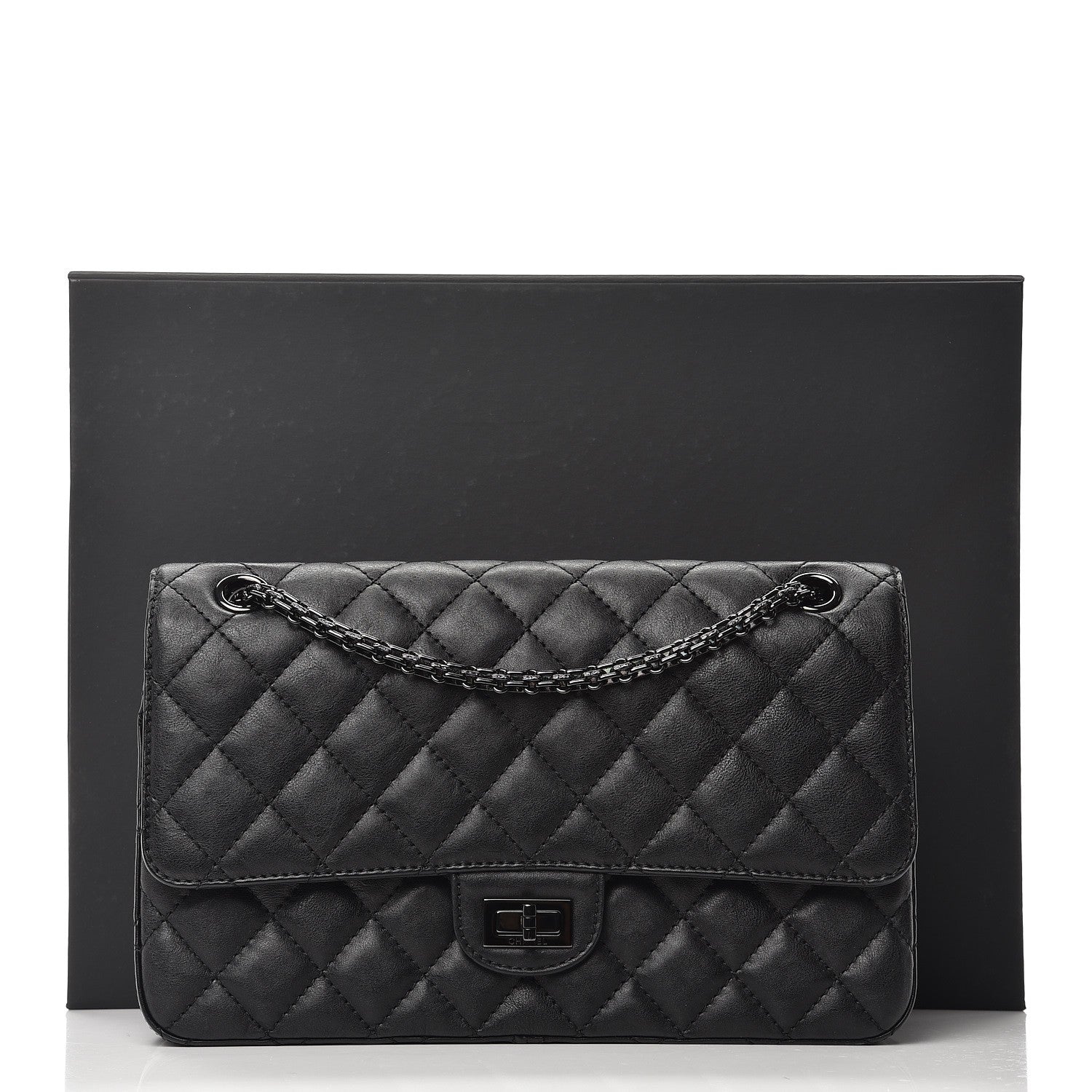 Chanel Crumpled Calfskin Quilted 2.55 Reissue 226 Flap So Black 9 of 9