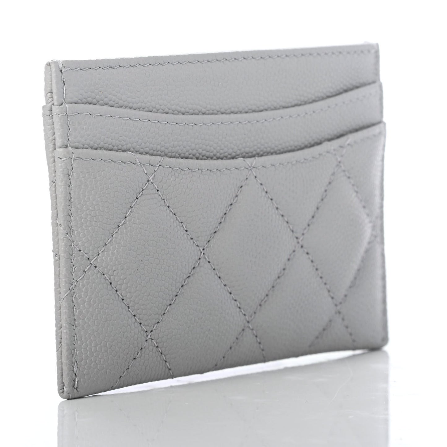 Caviar Quilted Card Holder Grey