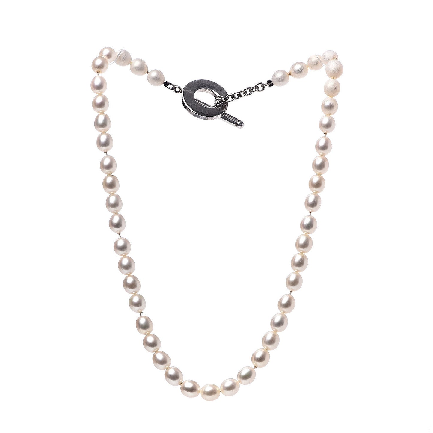 Sterling Silver Pearl Strand Toggle Necklace