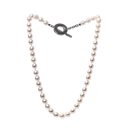 Tiffany Sterling Silver Pearl Strand Toggle Necklace 3 of 6