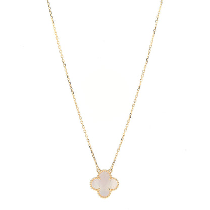 Van Cleef & Arpels 18K Yellow Gold Mother of Pearl Vintage Alhambra Pendant Necklace 1 of 6