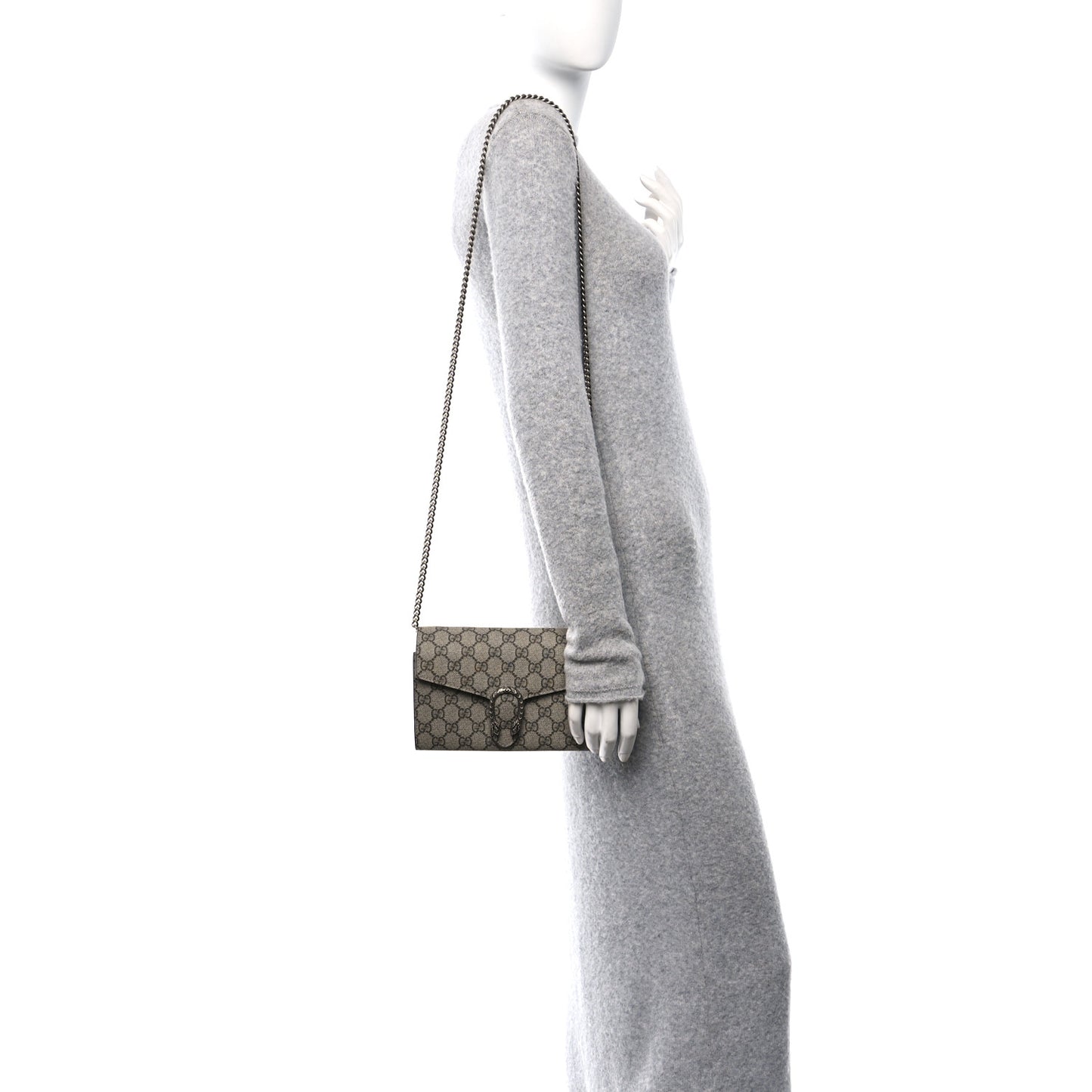 GG Supreme Monogram Mini Dionysus Chain Wallet Beige Taupe