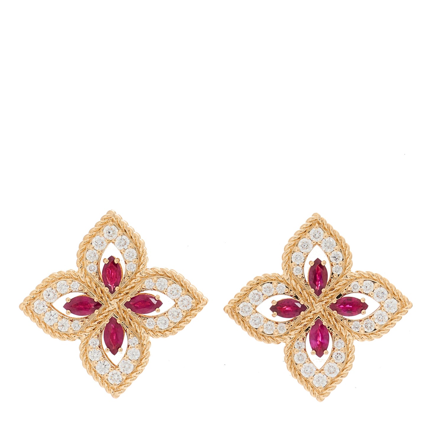 18K Rose Gold Diamond Ruby Venetian Princess Earrings