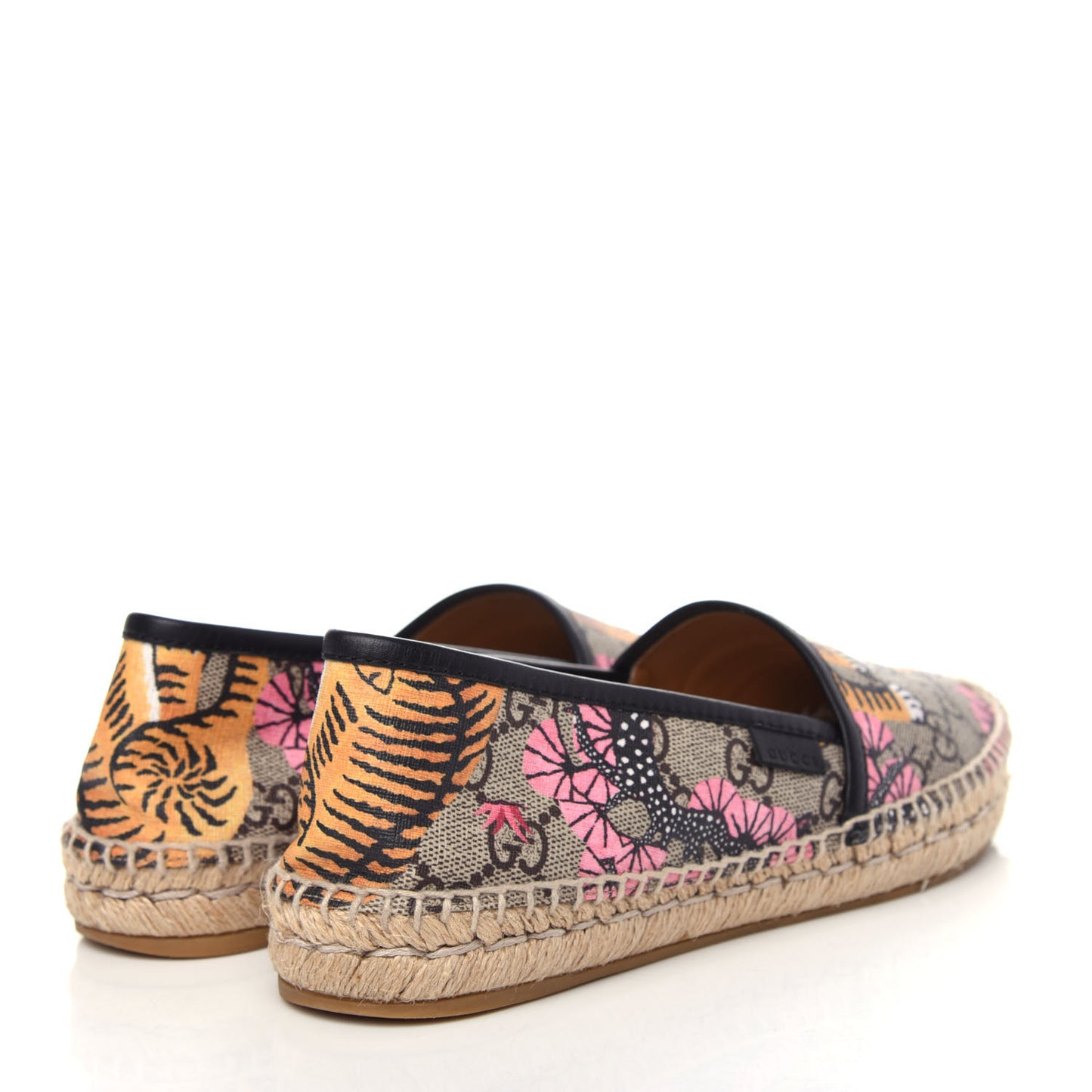 GG Supreme Monogram Bengal Espadrilles 36.5 Beige Crop Pink