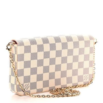Louis Vuitton Damier Azur Pochette Felicie Chain Wallet Rose Ballerine 4 of 10