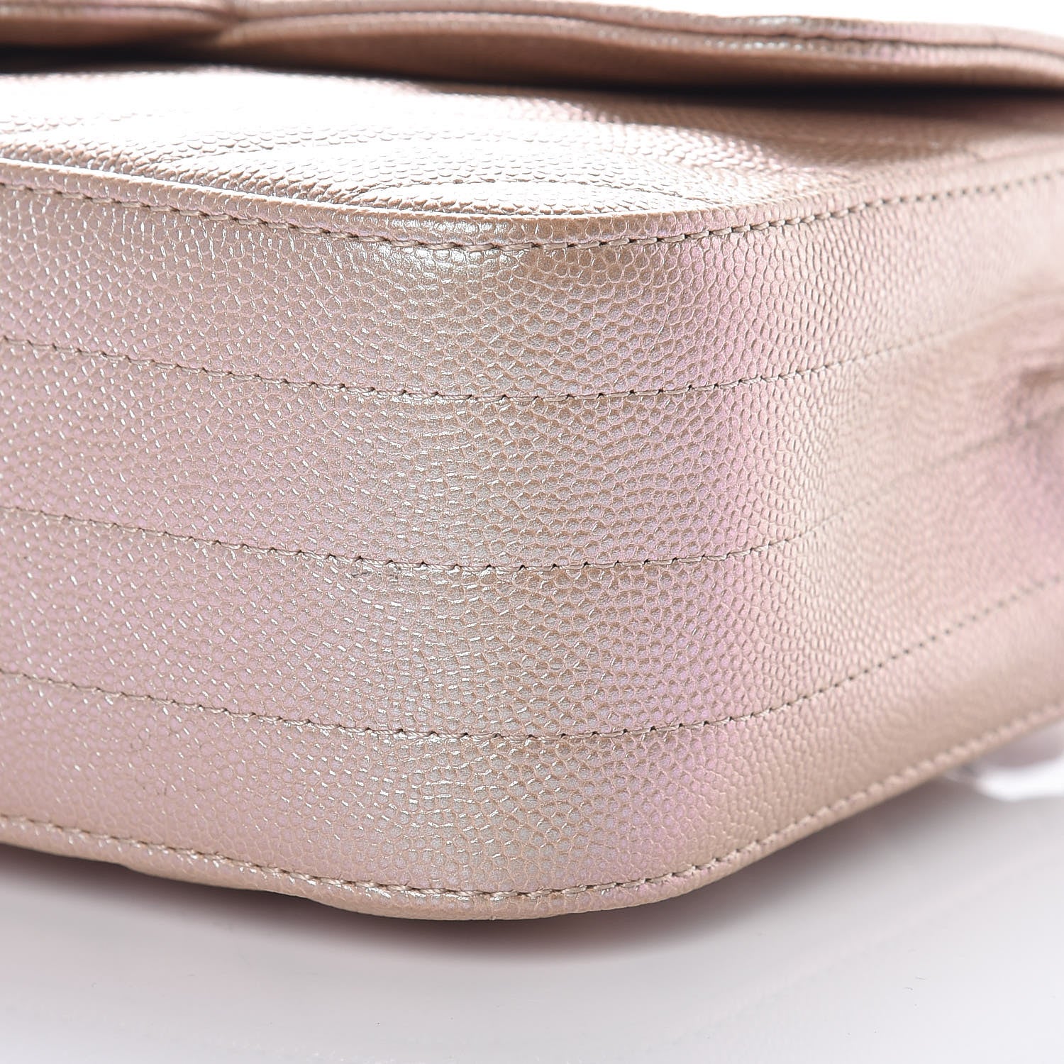 Chanel Iridescent Caviar Chevron Quilted Mini Rectangular Flap Light Gold 9 of 10