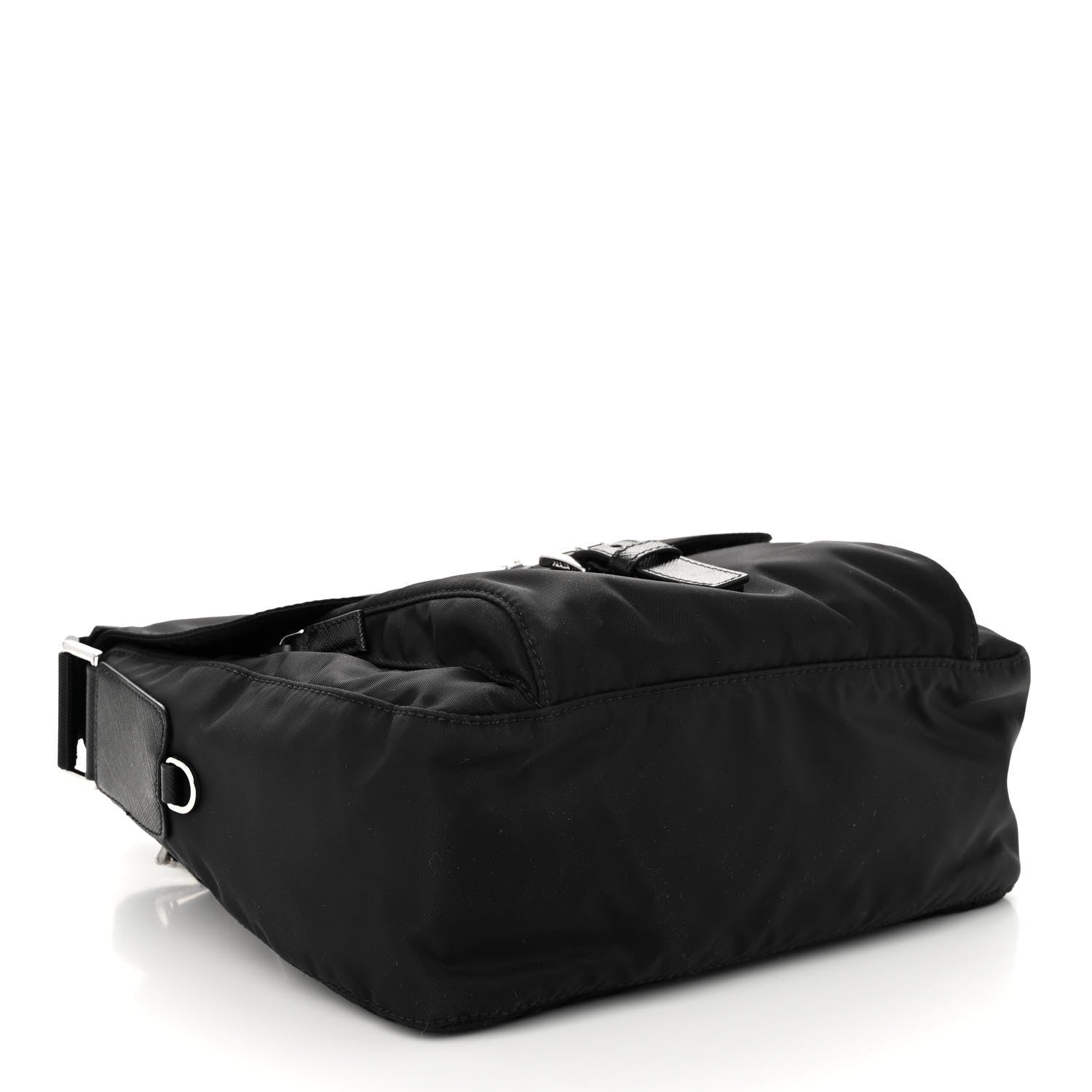 Prada Re-Nylon Vela Saffiano Pocket Single Buckle Messenger Shoulder Bag Black 4 of 9