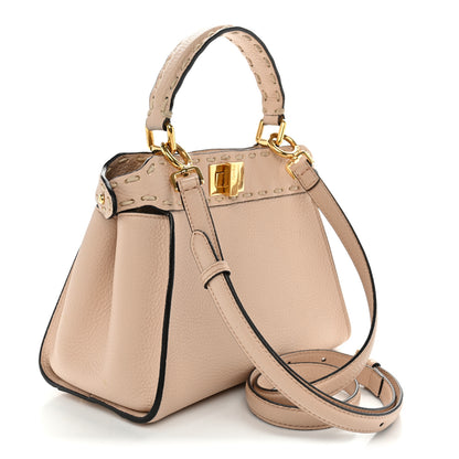 Fendi Cuoio Romano Selleria Mini Peekaboo Iconic Satchel Rosa Plaster 2 of 10