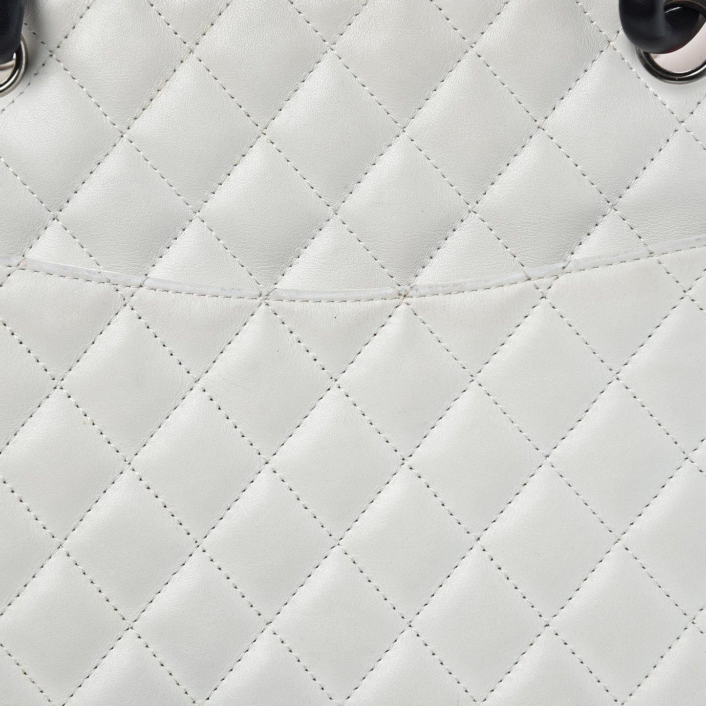Calfskin Quilted Large Cambon Tote White Black