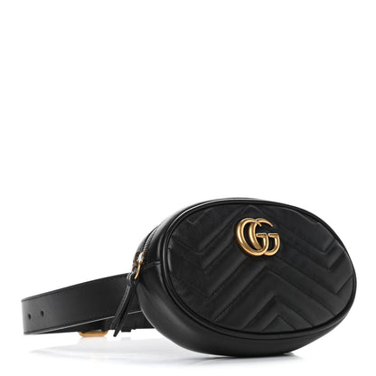 Gucci Calfskin Matelasse GG Marmont Belt Bag 85 34 Black 6 of 8