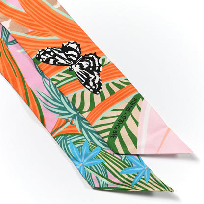 Hermes Silk Jaguar Quetzal Twilly Rose Beige Orange 2 of 4