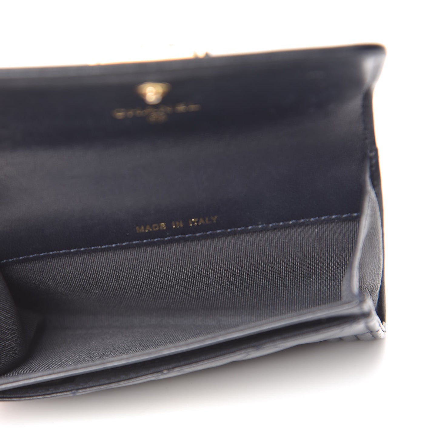 Lambskin Quilted Boy Card Holder Wallet Navy