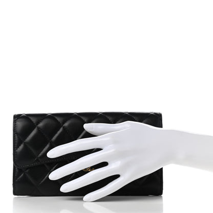 Chanel Lambskin Quilted Large Gusset Flap Wallet Black 2 of 10