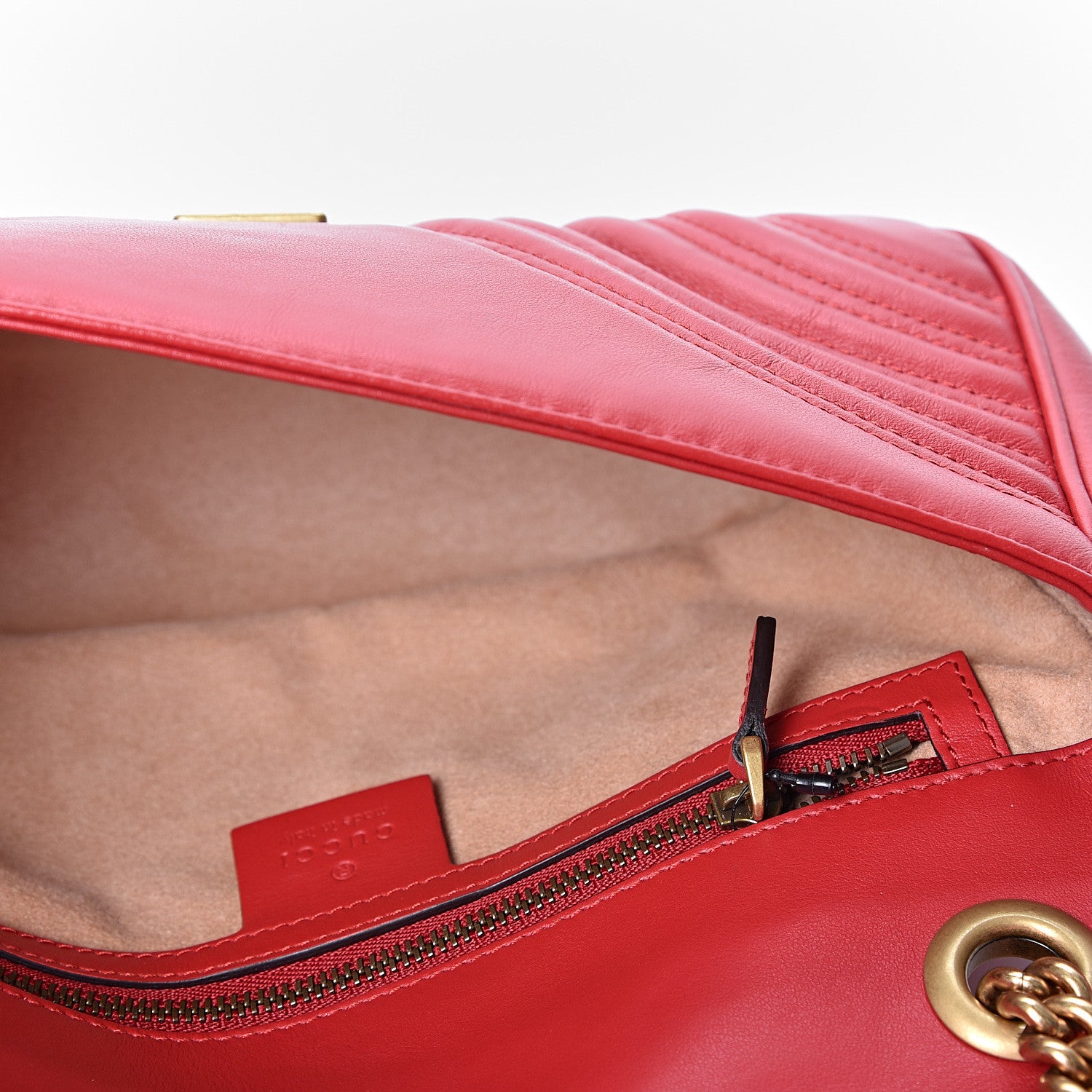 Gucci Calfskin Matelasse Small GG Marmont Shoulder Bag Hibiscus Red 4 of 9
