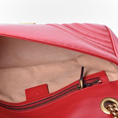 Gucci Calfskin Matelasse Small GG Marmont Shoulder Bag Hibiscus Red 4 of 9