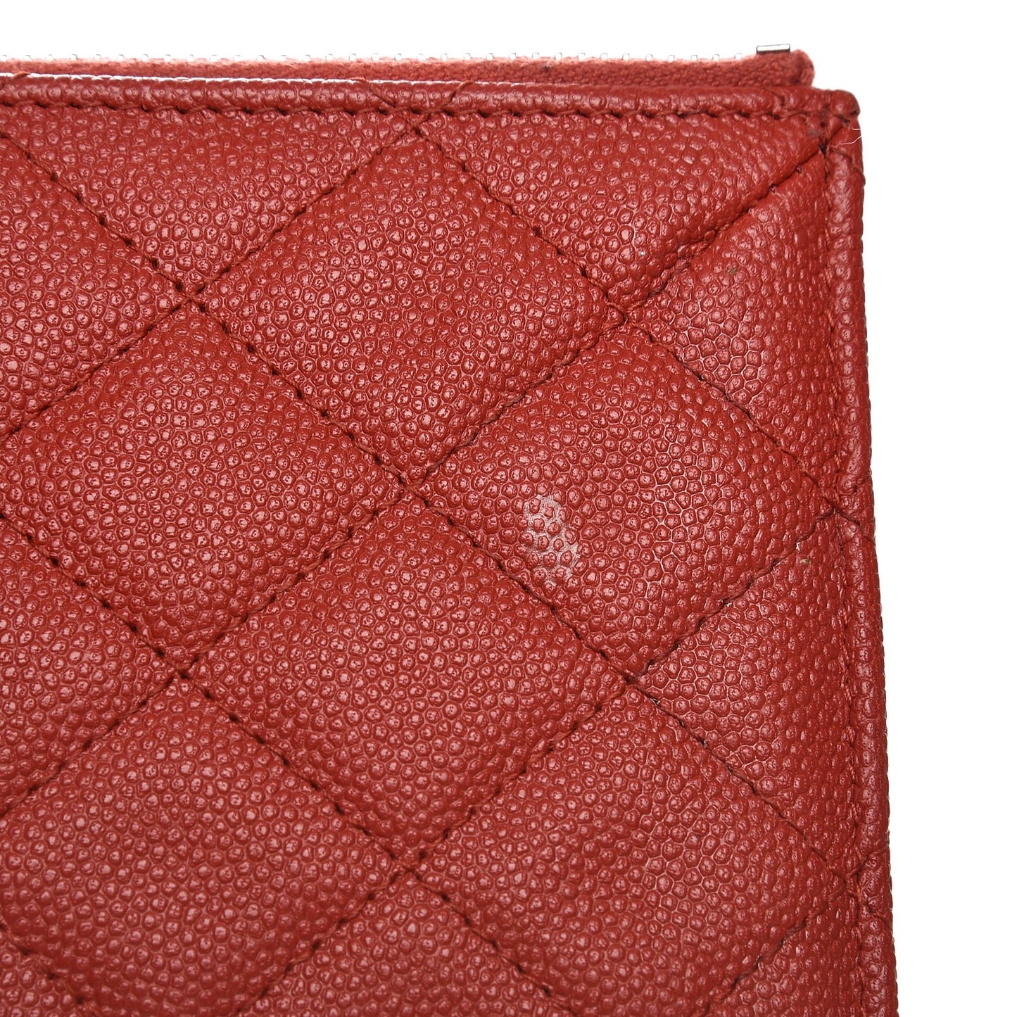 Caviar Quilted Flat Wallet Pouch Red