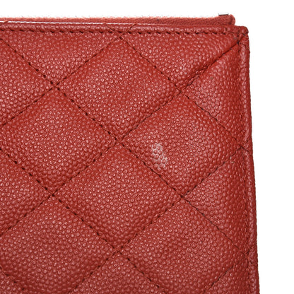 Chanel Caviar Quilted Flat Wallet Pouch Red 8 of 8