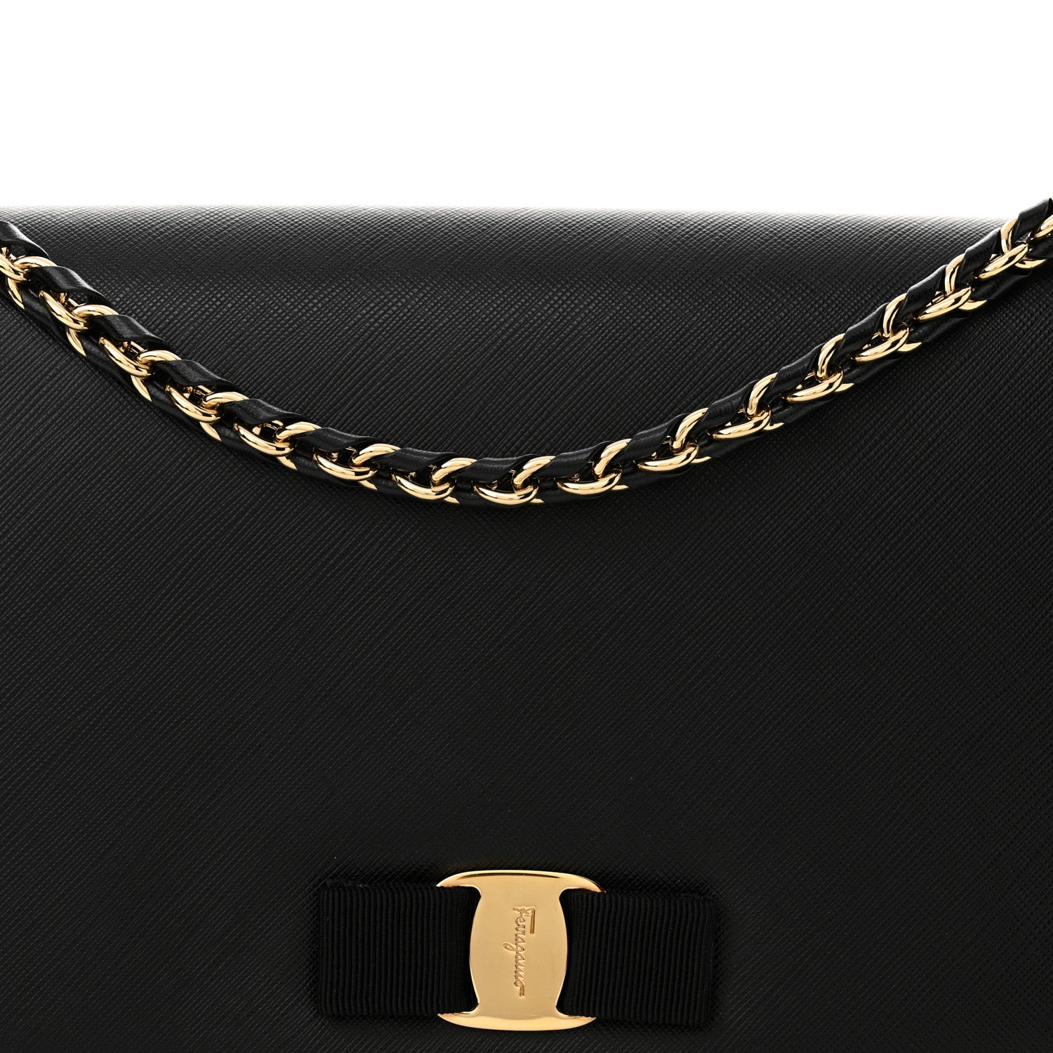Salvatore Ferragamo Printed Calfskin Ginny Shoulder Bag Black 8 of 11