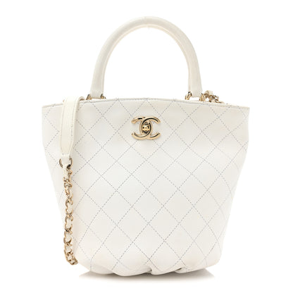 Chanel Lambskin Stitched Small Shopping Tote White 1 of 14