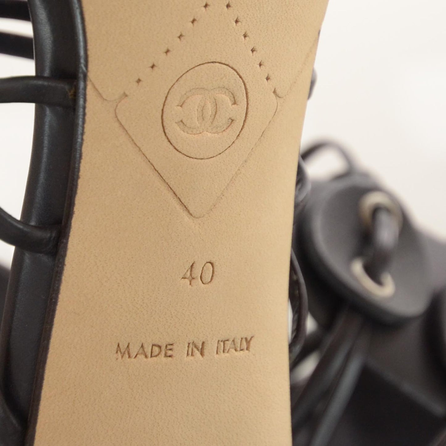 Leather Strappy Mules 40 Black