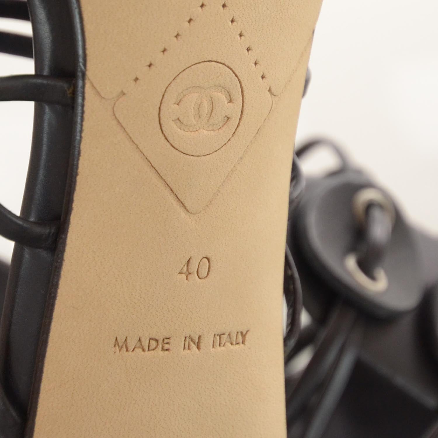 Chanel Leather Strappy Mules 40 Black 6 of 7