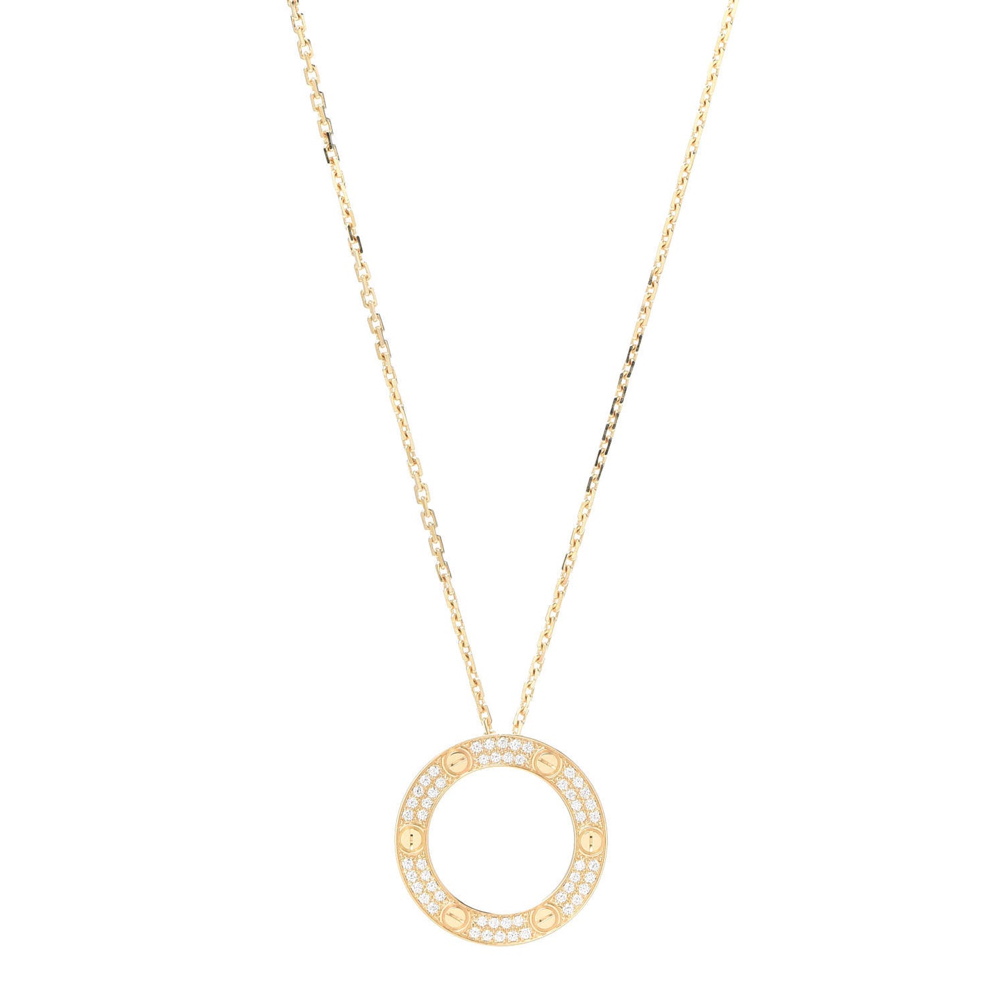 18K Yellow Gold Diamond LOVE Paved Necklace