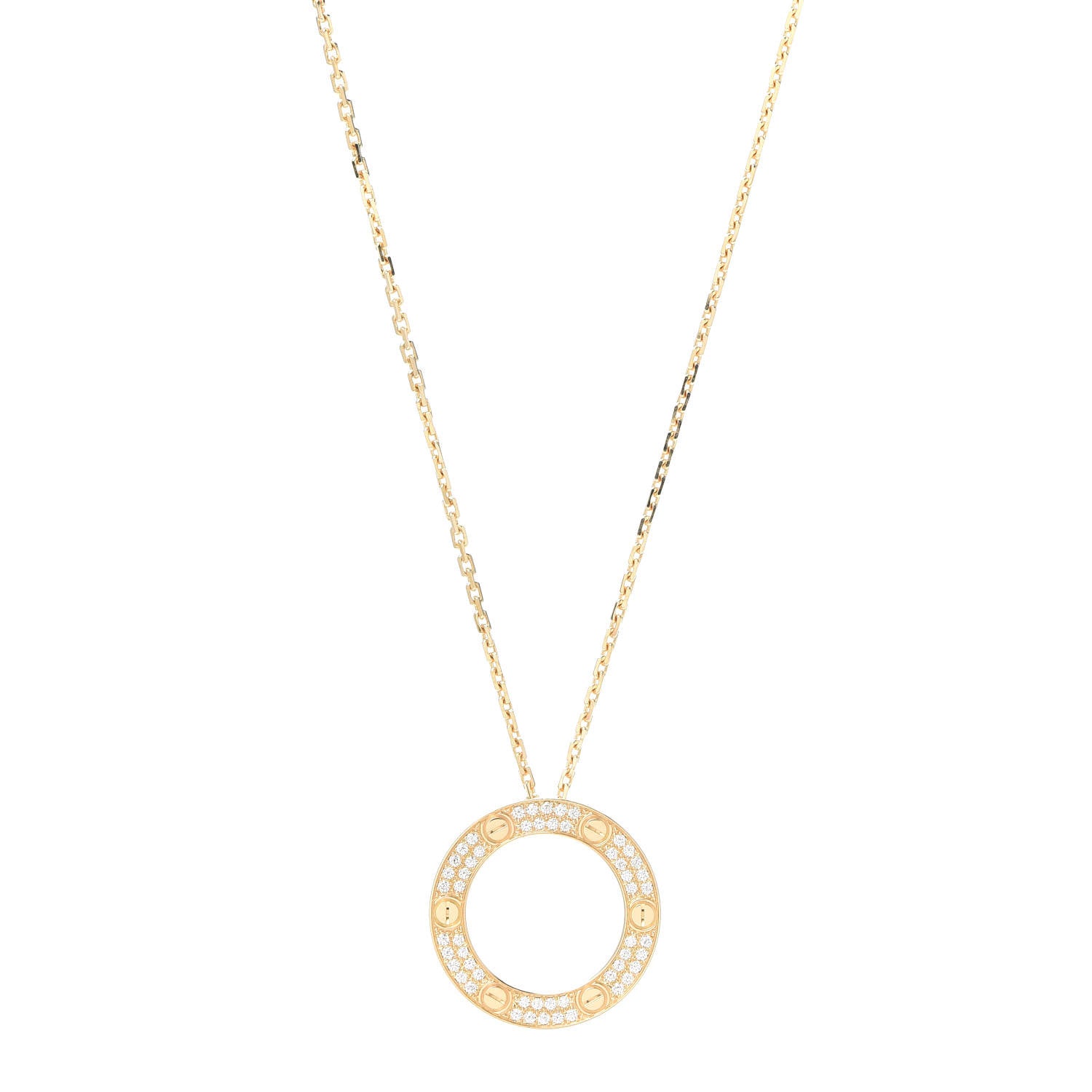 Cartier 18K Yellow Gold Diamond LOVE Paved Necklace 1 of 8