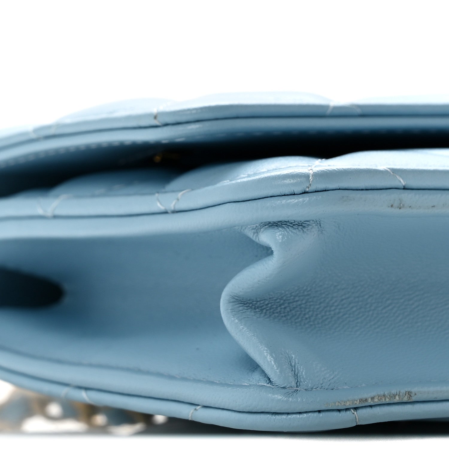 Chanel Lambskin Quilted Metal Twist Top Handle Wallet On Chain WOC Blue 10 of 13
