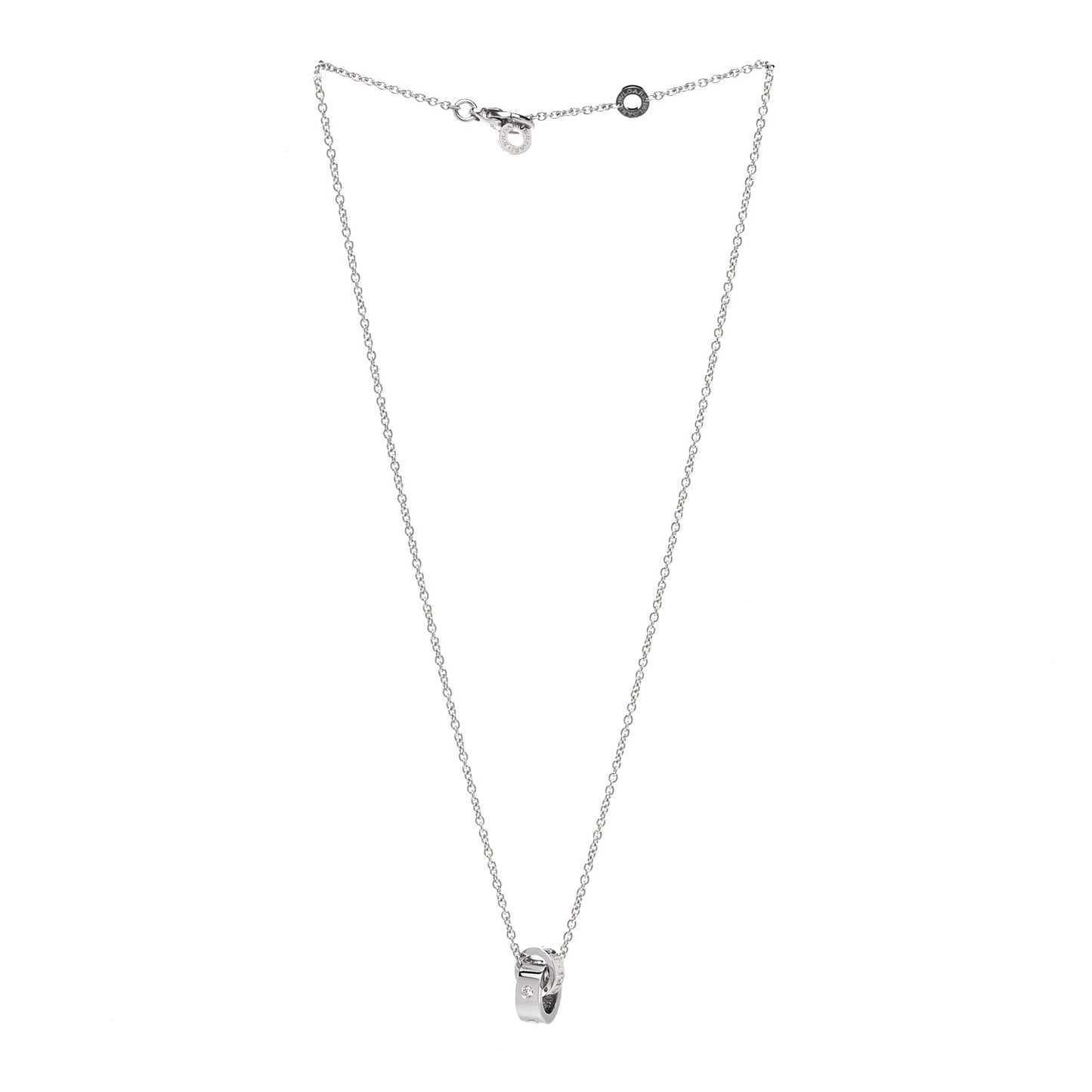 18K White Gold Diamond BVLGARI BVLGARI Link Pendant Necklace