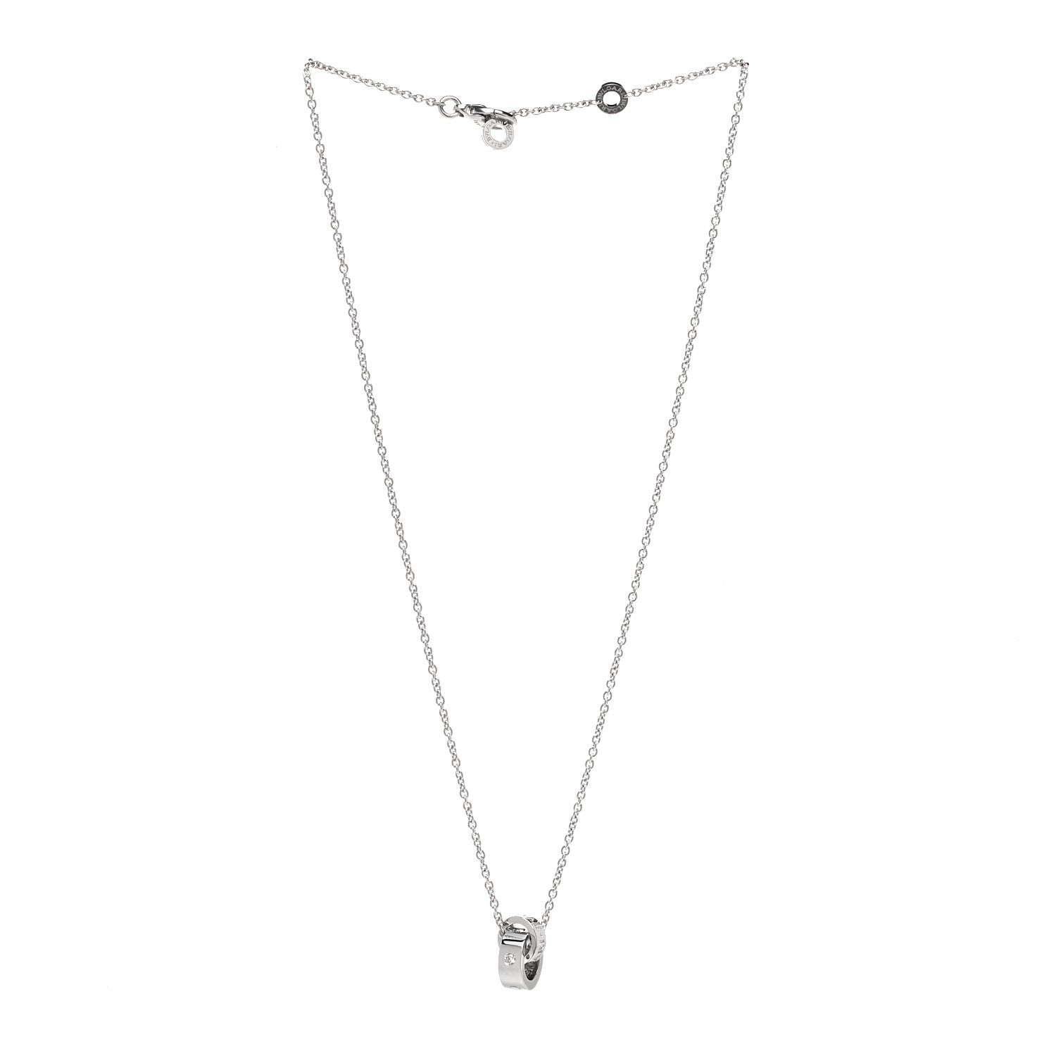 Bulgari 18K White Gold Diamond BVLGARI BVLGARI Link Pendant Necklace 3 of 8