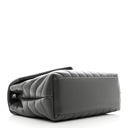 Saint Laurent Calfskin Y Quilted Monogram Small Loulou Chain Satchel Grey Khaki 4 of 11