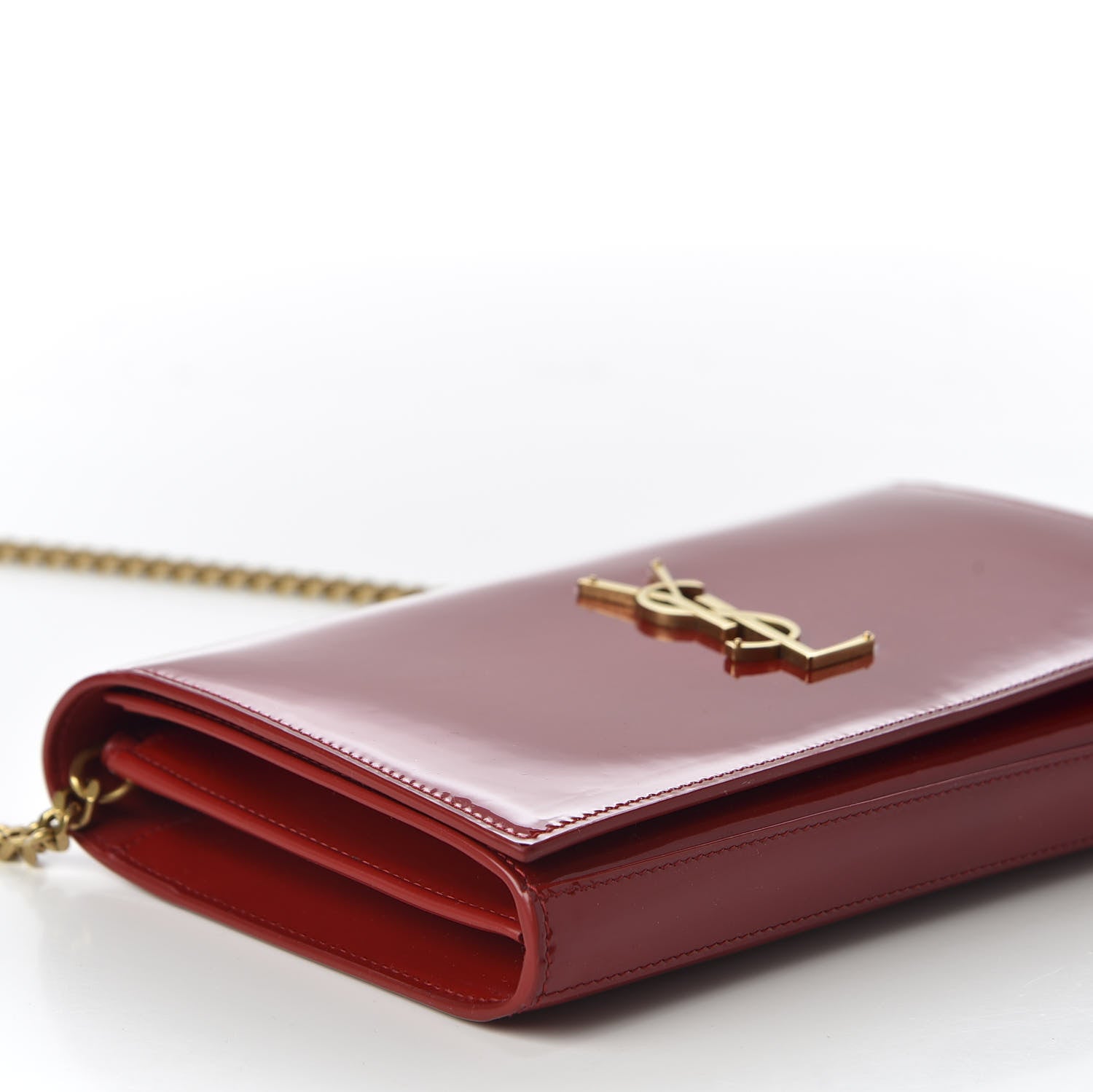 Saint Laurent Patent Calfskin Monogram Kate Wallet On Chain Red 5 of 8