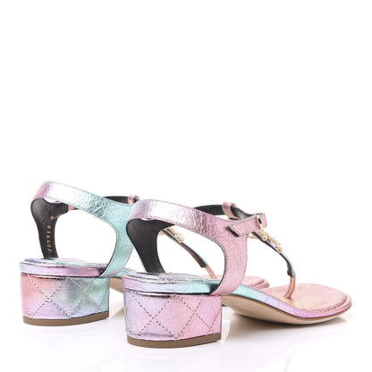 Chanel Goatskin Fantasy CC Pearl Thong Sandals 37.5 Multicolor 4 of 10